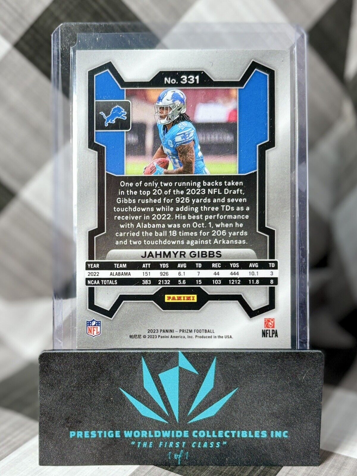 Jahmyr Gibbs 2023 Panini Prizm Base Rookie #331 Detroit Lions RC