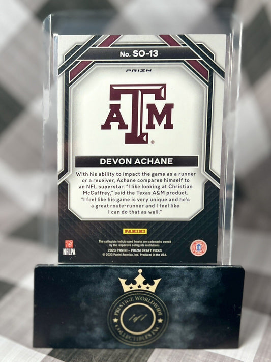 Devon Achane 2023 Prizm Draft Picks Red Ice Student Orientation #SO-13 Dolphins