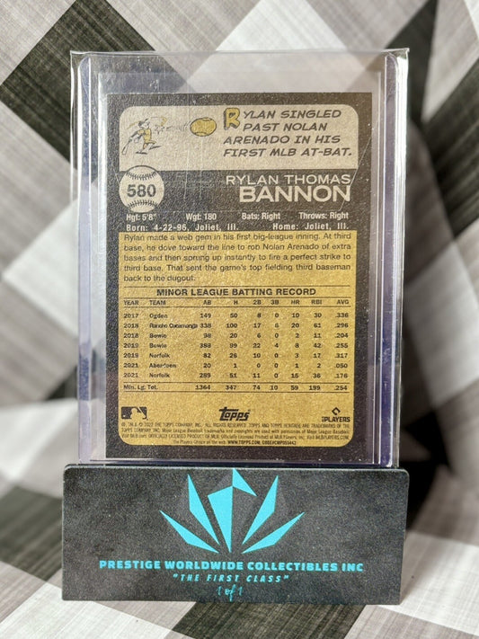 Rylan Bannon 2022 Topps Heritage High Number Rookie SP #580 Baltimore Orioles RC