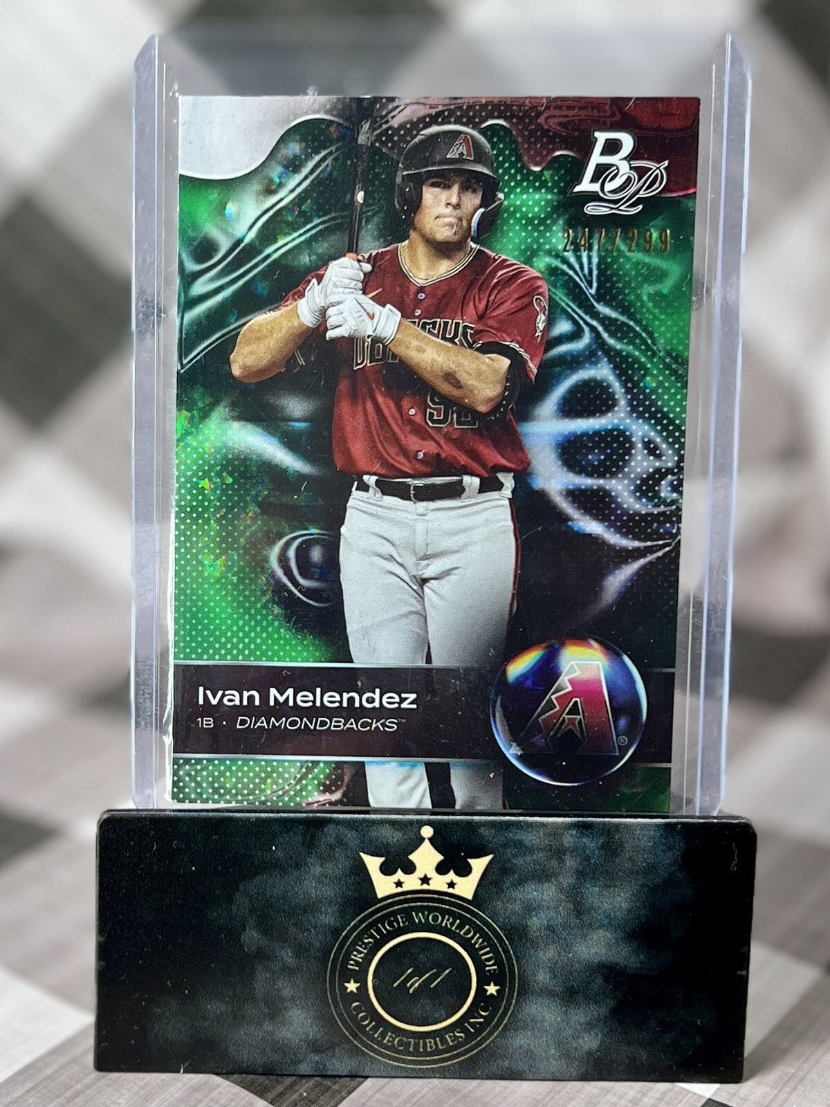 Ivan Melendez 2023 Bowman Platinum Green Ice Foil /299 #TOP-85 D'Backs Prospect
