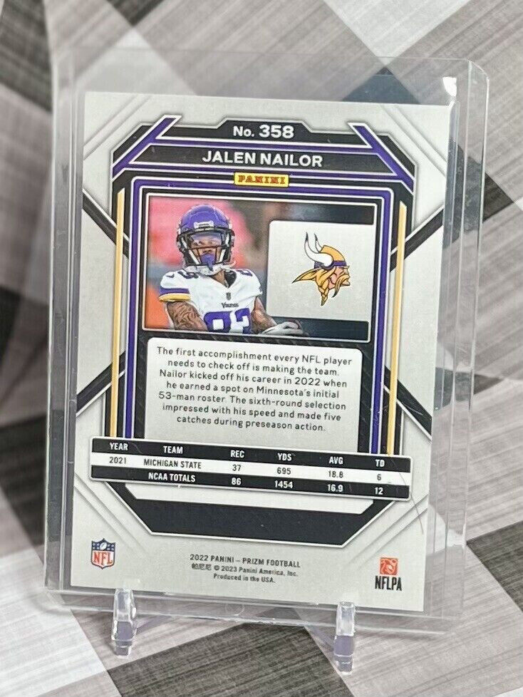 2022 Panini Prizm Jalen Nailor Rookie Base #358 - Minnesota Vikings & MSU RC