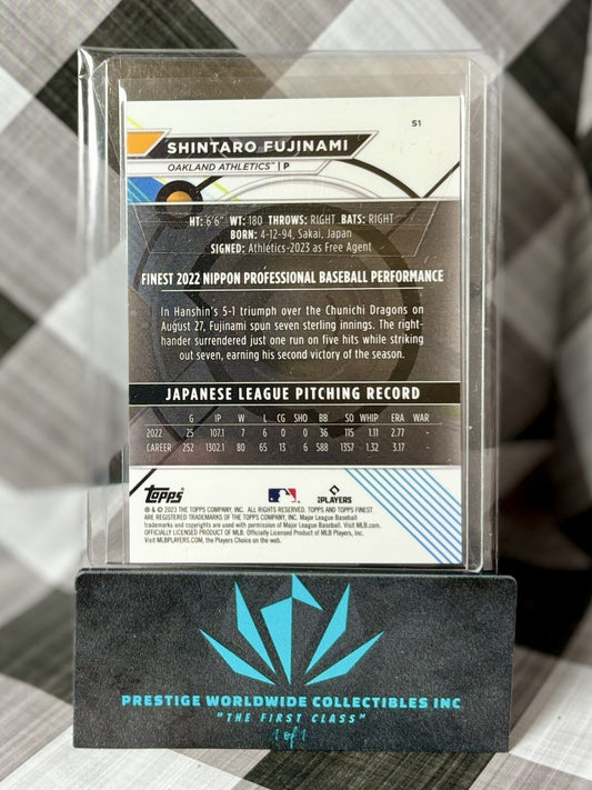 Shintaro Fujinami 2023 Topps Finest Aqua Refractor Rookie /199 #51 Oakland As RC