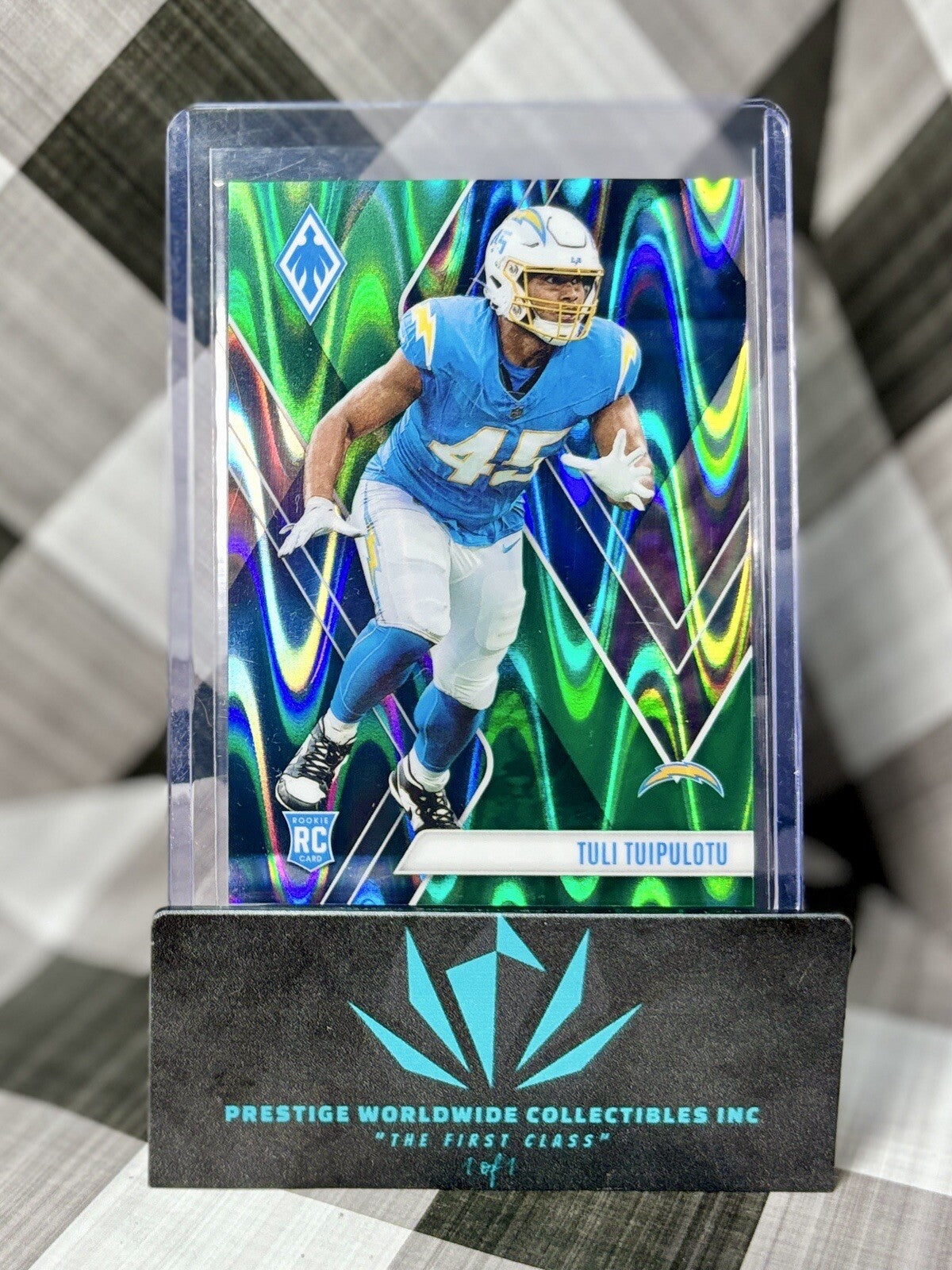 Tuli Tuipulotu 2023 Panini Phoenix Green Seismic Rookie /25 #168 LA Chargers RC