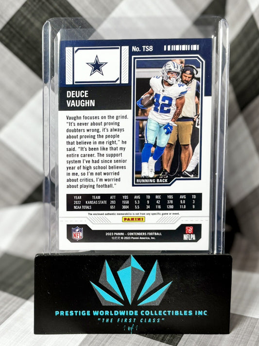 Deuce Vaughn 2023-24 Panini Contenders Rookie Season Ticket Patch #TS8 Cowboys