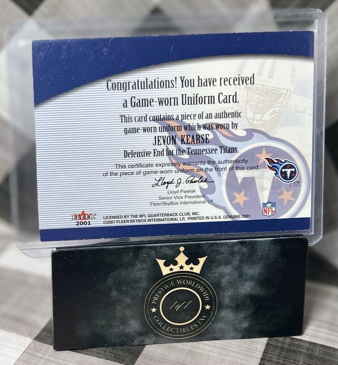 Jevon Kearse 2001 Fleer Genuine Names of the Game Worn Patch /100 TITANS "FREAK"