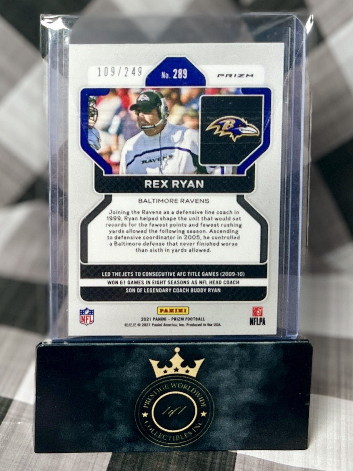 2021 Panini Prizm Football Rex Ryan Orange #109/249 Baltimore Ravens SP #289