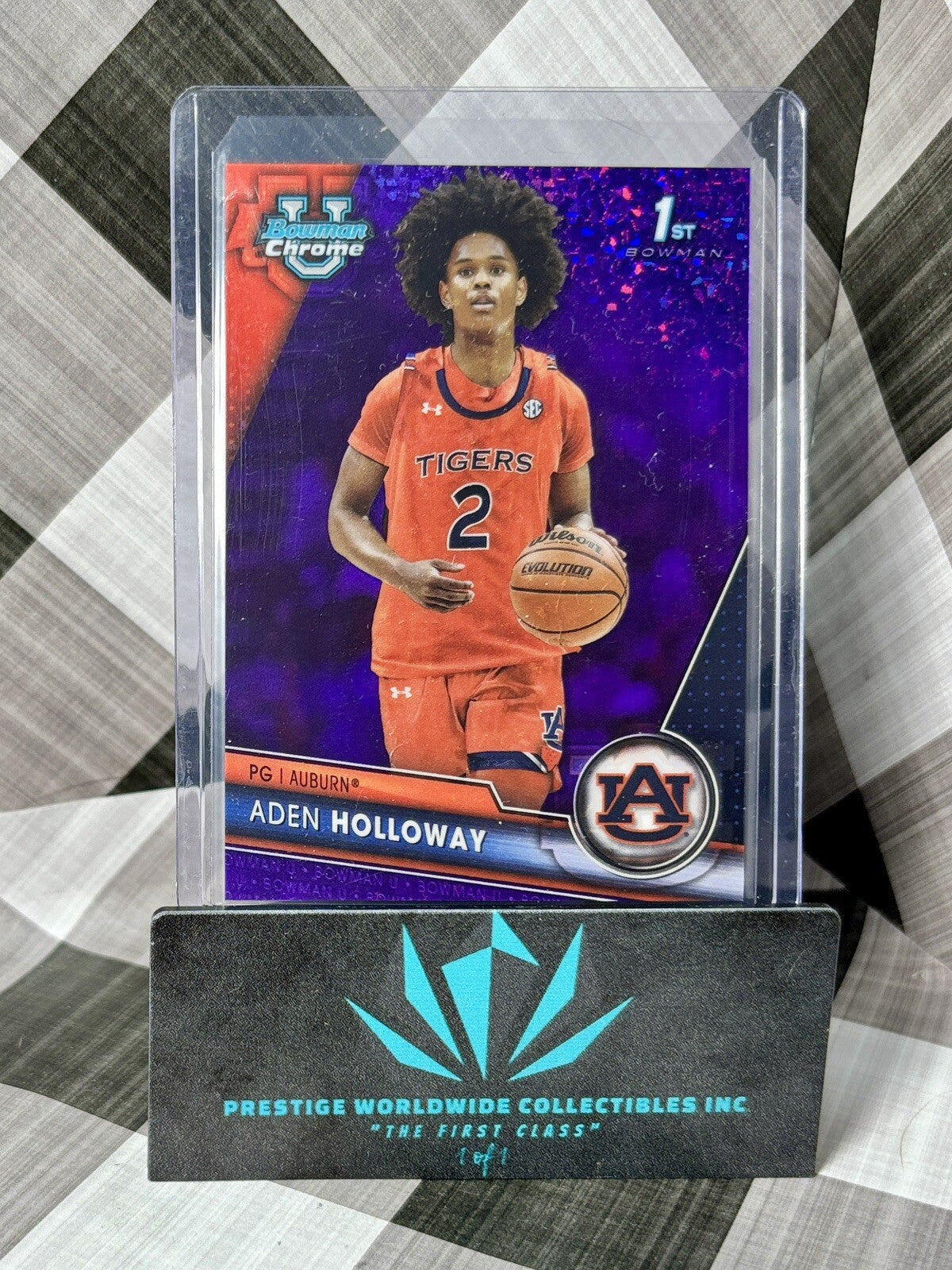 Aden Holloway 2024 Bowman Chrome U 1st Purple Mini Diamond Refr. /399 #10 Auburn