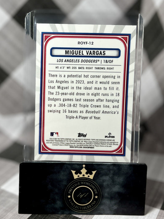 Miguel Vargas 2023 Bowman Chrome Purple Mojo Rookie OY Fave's /250 #ROYF-12 LAD