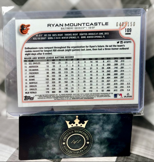 Ryan Mountcastle 2022 Topps Chrome Blue Refractor /150 #109 - Orioles