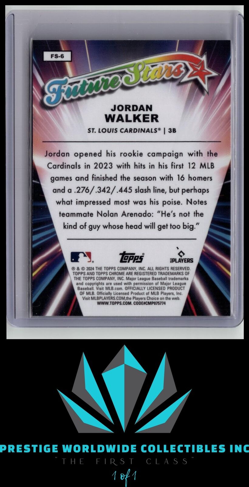 Jordan Walker 2024 Topps Chrome Future Stars #FS-6 St Louis Cardinals