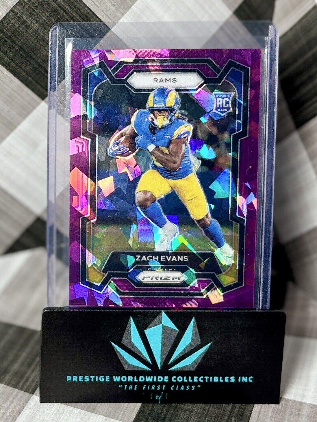 Zach Evans 2023 Prizm Purple Cracked Ice Rookie /225 #359 LA Rams RC