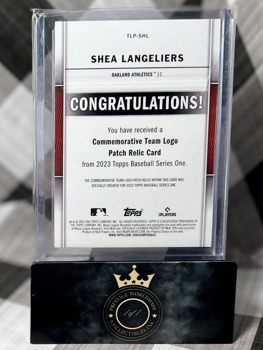 Shea Langeliers 2023 Topps Series 1 Team Logo Patch Rookie #TLP-SHL Oakland A RC