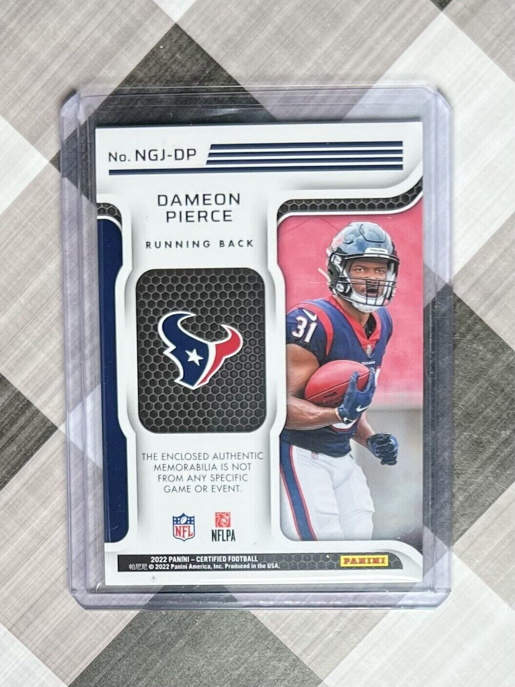 Dameon Pierce 2022 Panini Certified Teal Jumbo Rookie Patch #NGJ-DP /50 Texans📈