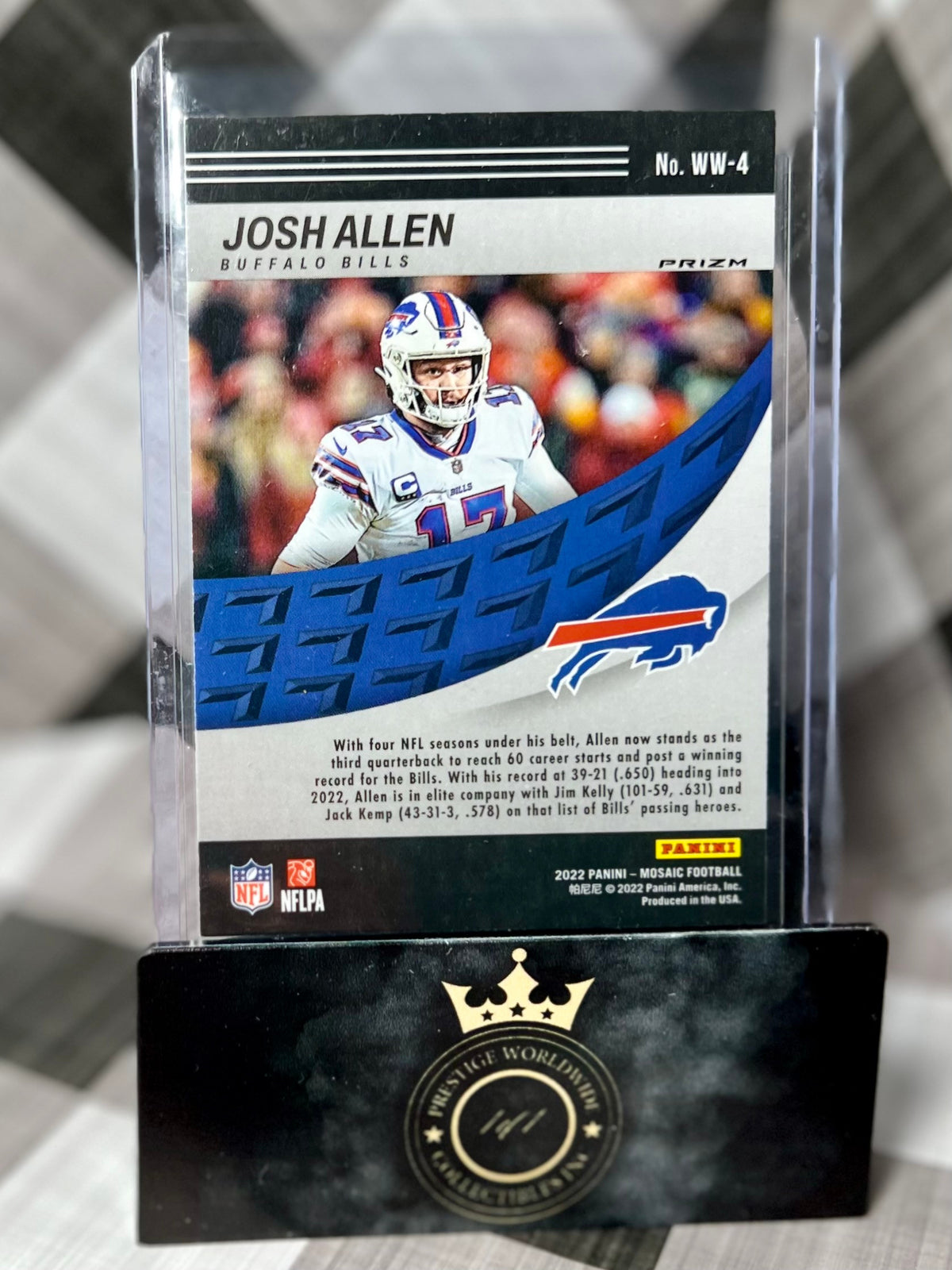 Josh Allen 2021 Mosaic Will to Win Silver Prizm #WW-4 Buffalo Bills Wyoming