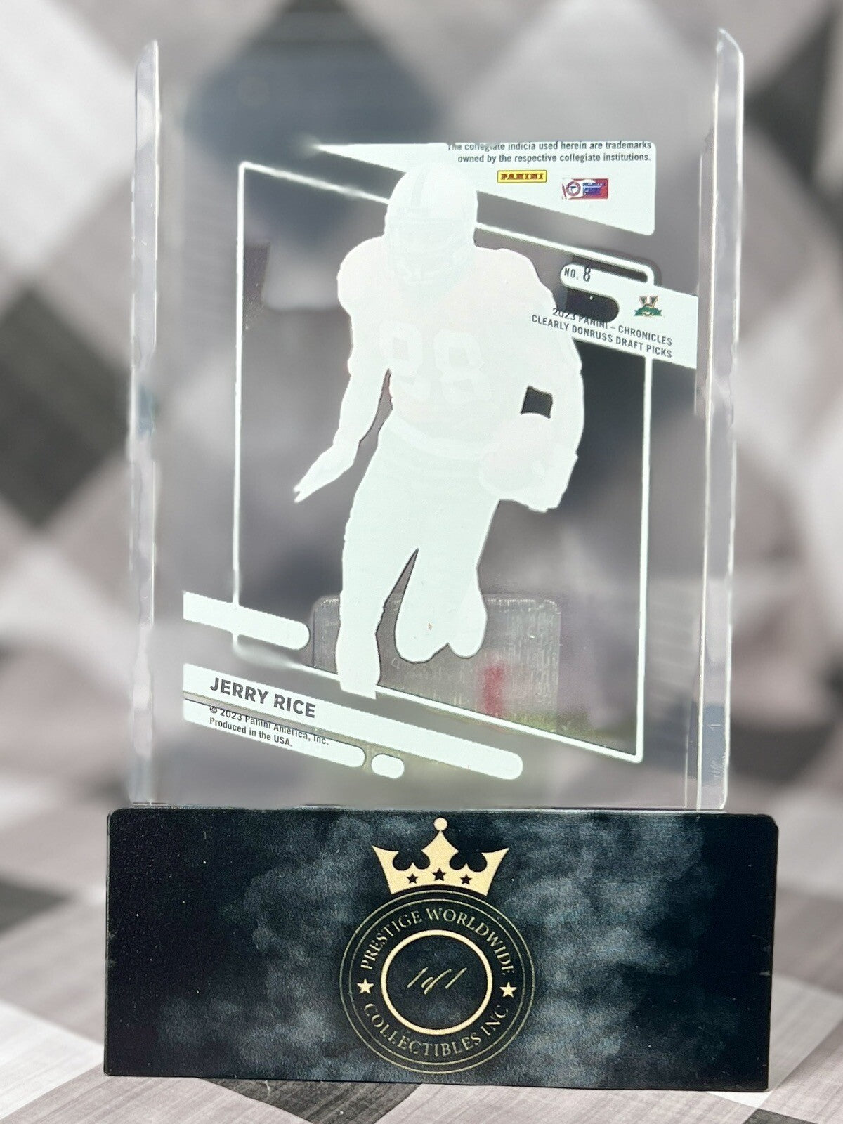 Jerry Rice 2023 Chronicles Draft Pick Clearly Donruss Pink #8 Delta Devils 49ers