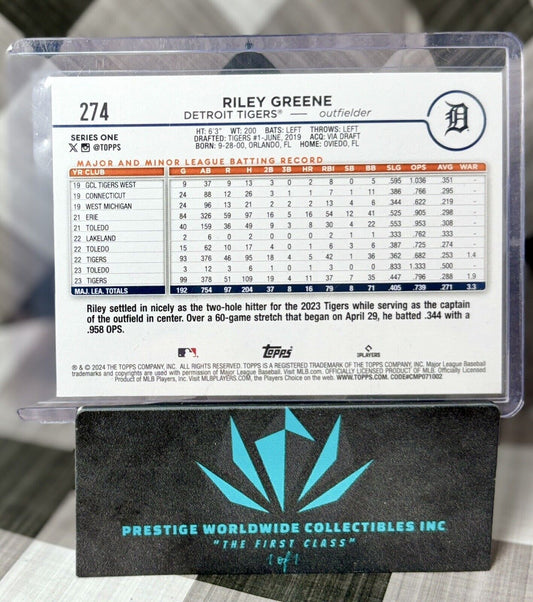 Riley Greene 2024 Topps Series 1 Future Stars #274 Detroit Tigers Mint