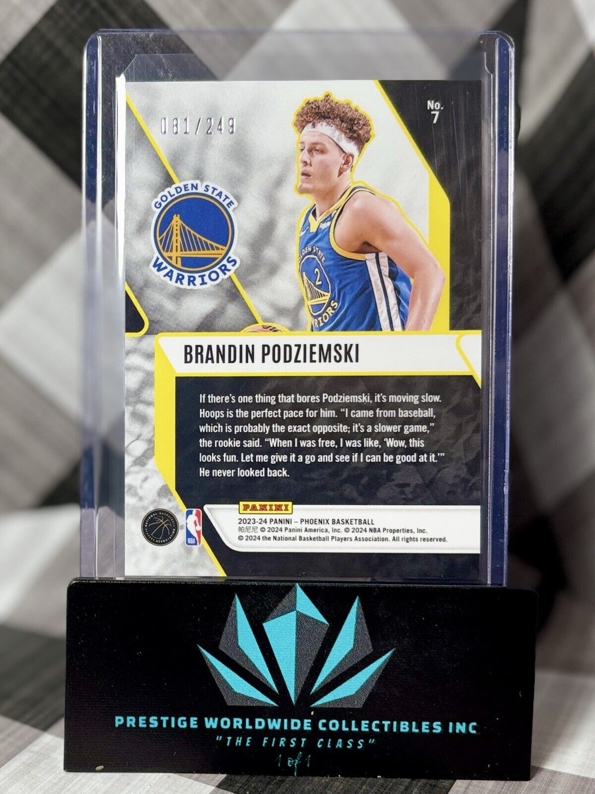 Brandin Podziemski 2023-24 Phoenix Fade to Black Orange Ice Rookie /249 #7 GSW