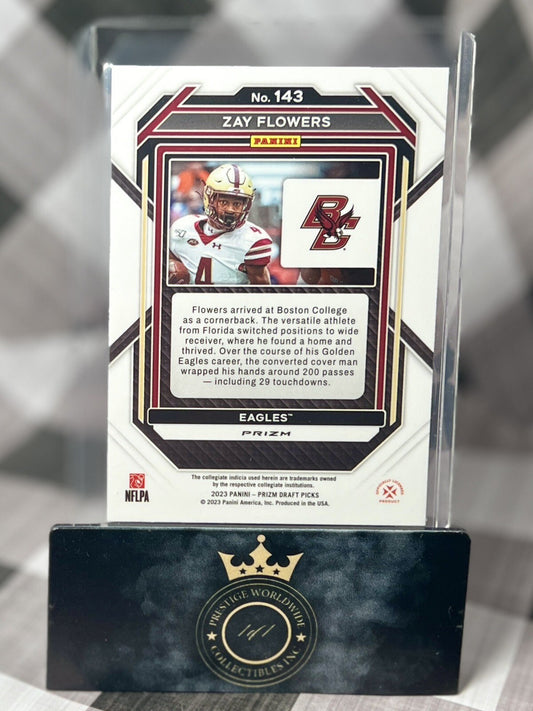 Zay Flowers 2023 Prizm Draft Picks Red Cracked Ice #143 Ravens & BC