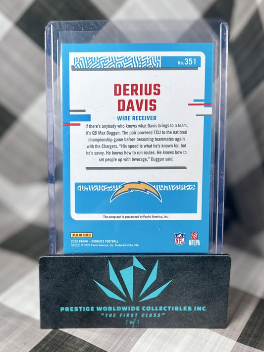 Derius Davis 2023 Donruss Auto Rated Rookie Green Press Proof #351 Chargers RC