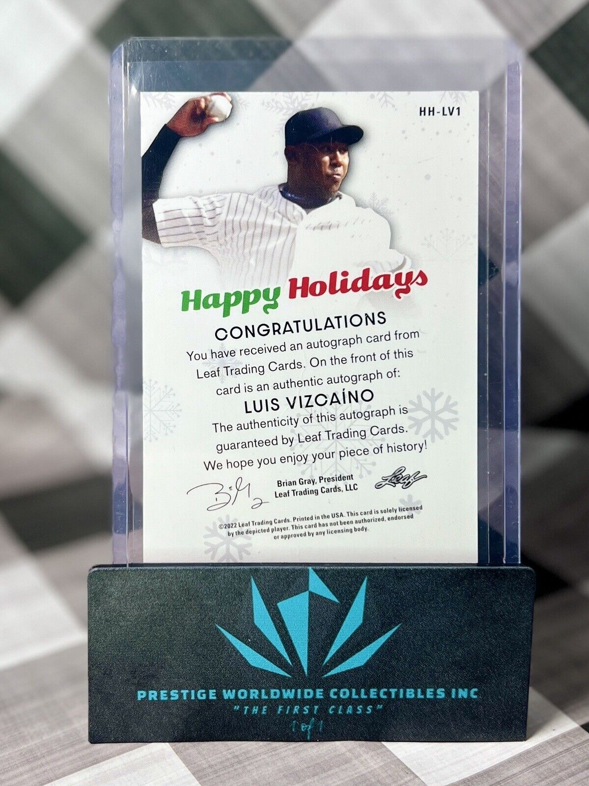 Luis Vizcaino 2022 Leaf Happy Holidays Auto #HH-LV1 New York Yankees