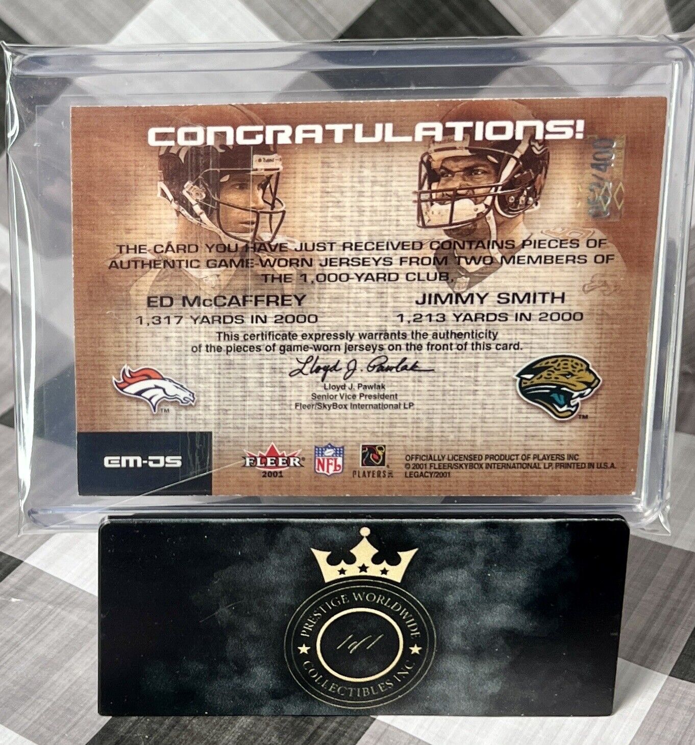 Jimmy Smith Ed McCaffrey 2001 Fleer Legacy 1000 Yd Club /400 #RS-EM DEN & JAGS