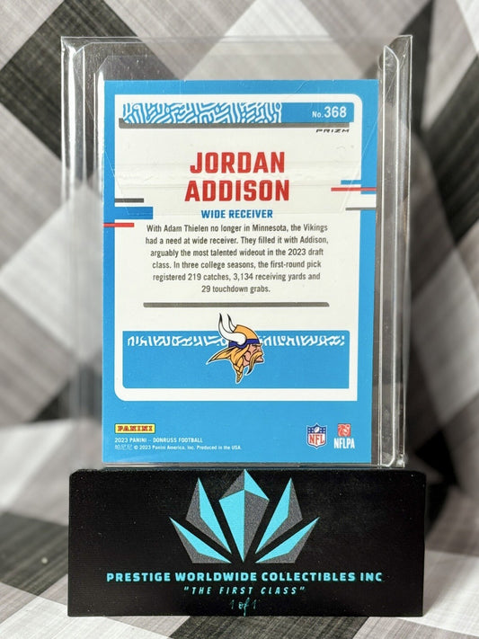 Jordan Addison 2023 Panini Donruss Optic Rated Rookie Pink Holo #368 Vikings RC