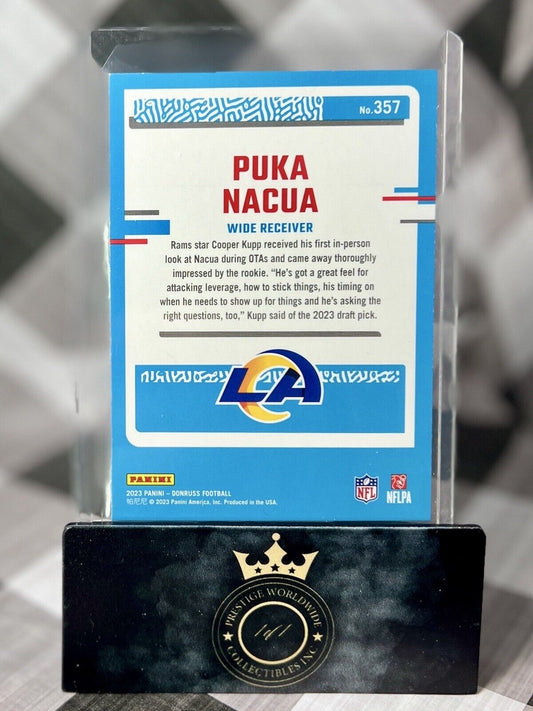 Puka Nacua 2023 Panini Donruss Blue Rated Rookie #357 Los Angeles Rams RC Chase
