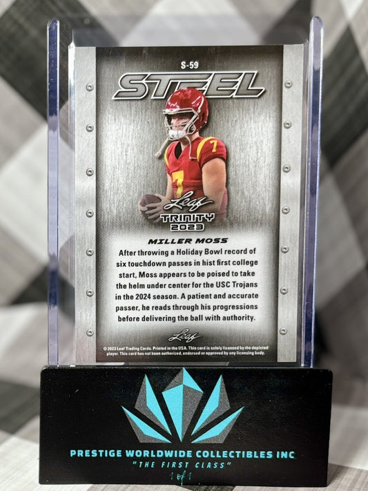 Miller Moss 2023 Leaf Trinity Steel Stars and Dots Silver #S-59 USC Prospect