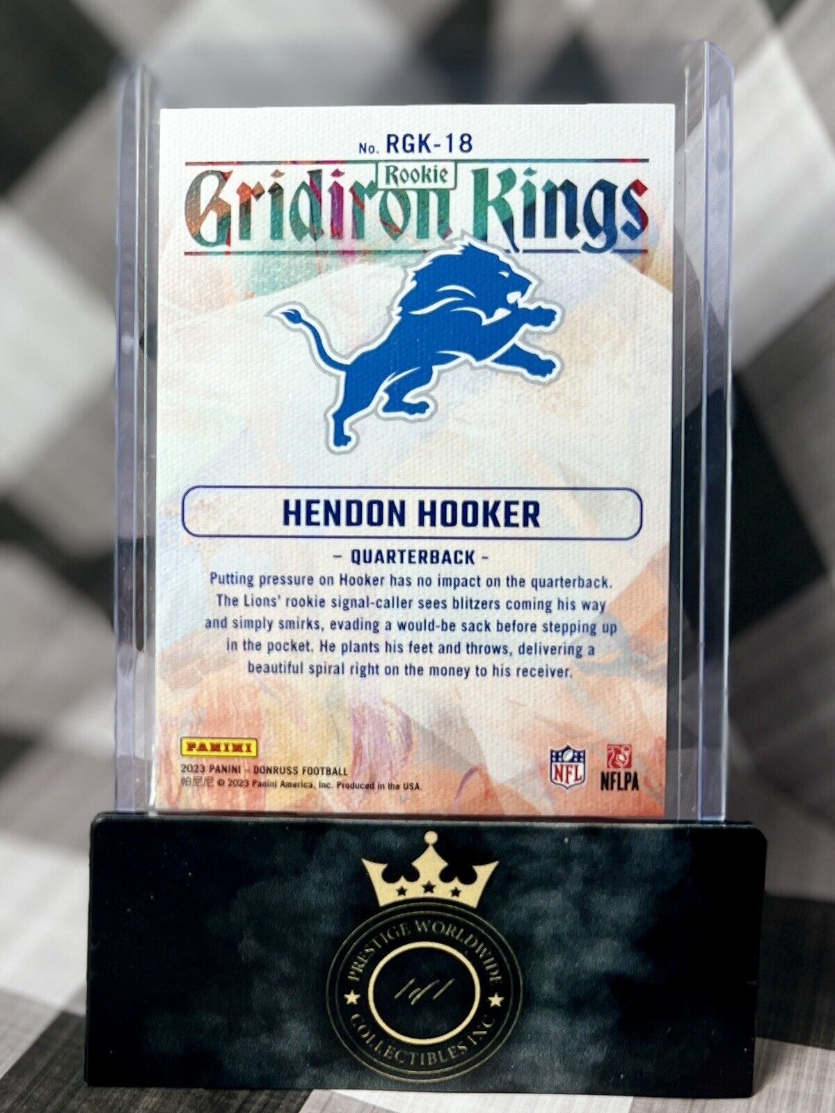 Hendon Hooker 2023 Panini Donruss Gridiron Kings Rookie #RGK-18 Detroit Lions RC