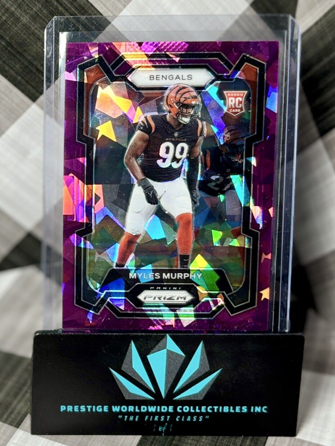 Myles Murphy 2023 Prizm Purple Cracked Ice Rookie /225 #320 Cincinnati Bengals