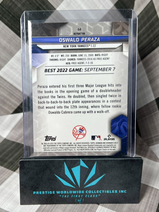 Oswald Peraza 2023 Bowman's Best Refractor Rookie #64 New York Yankees RC