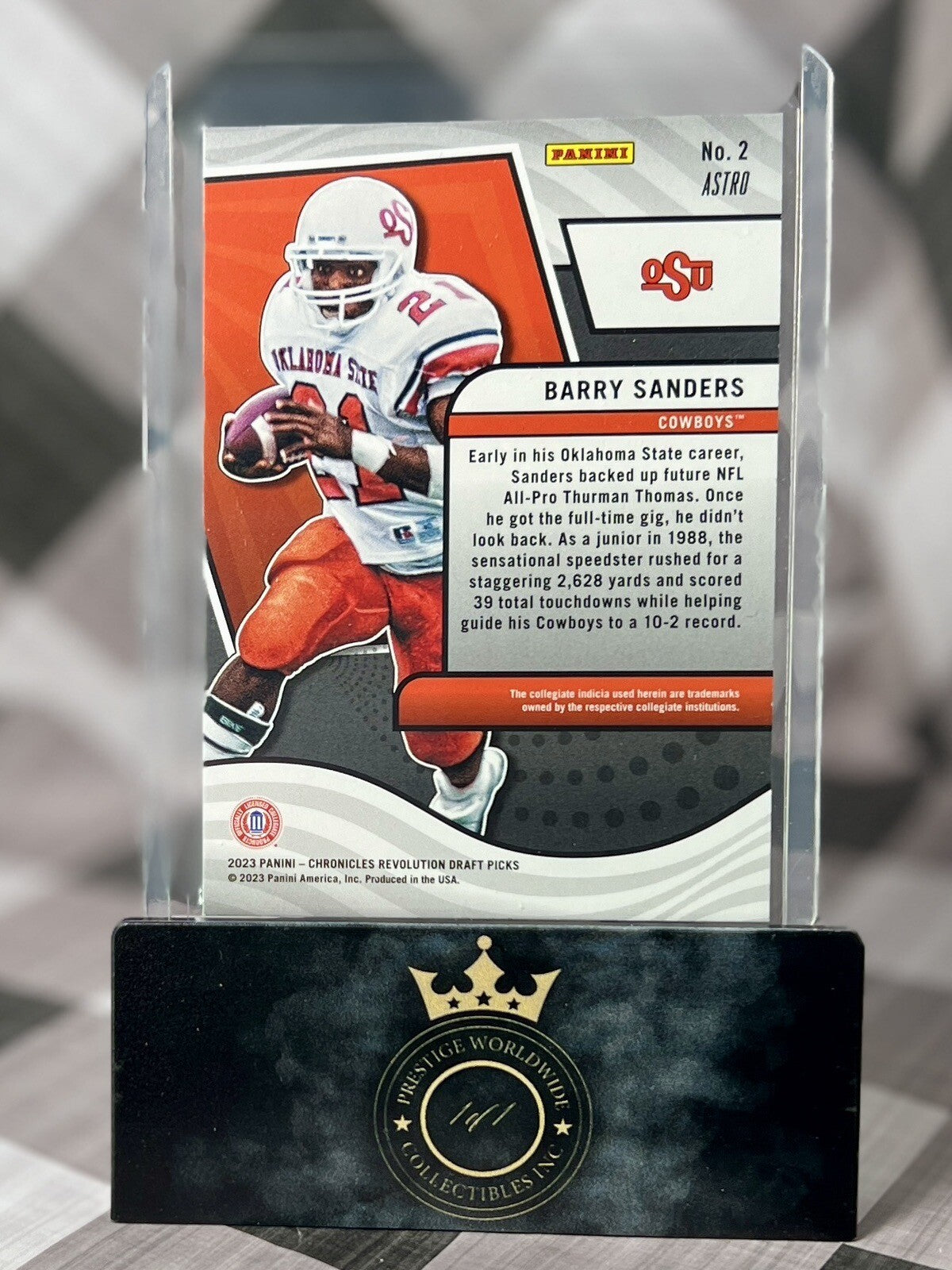 Barry Sanders 2023 Panini Chronicles Draft Revolution Astro #2 OSU & DET Lions