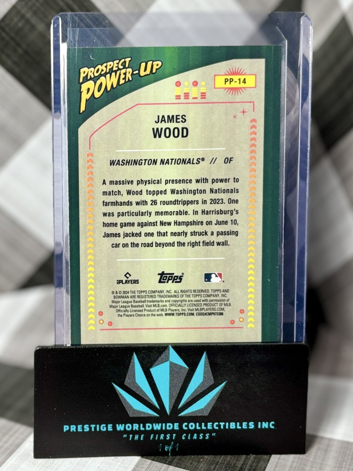 James Wood 2024 Bowman Chrome Prospect Power Up Mojo Refractor #PP-14 Nationals