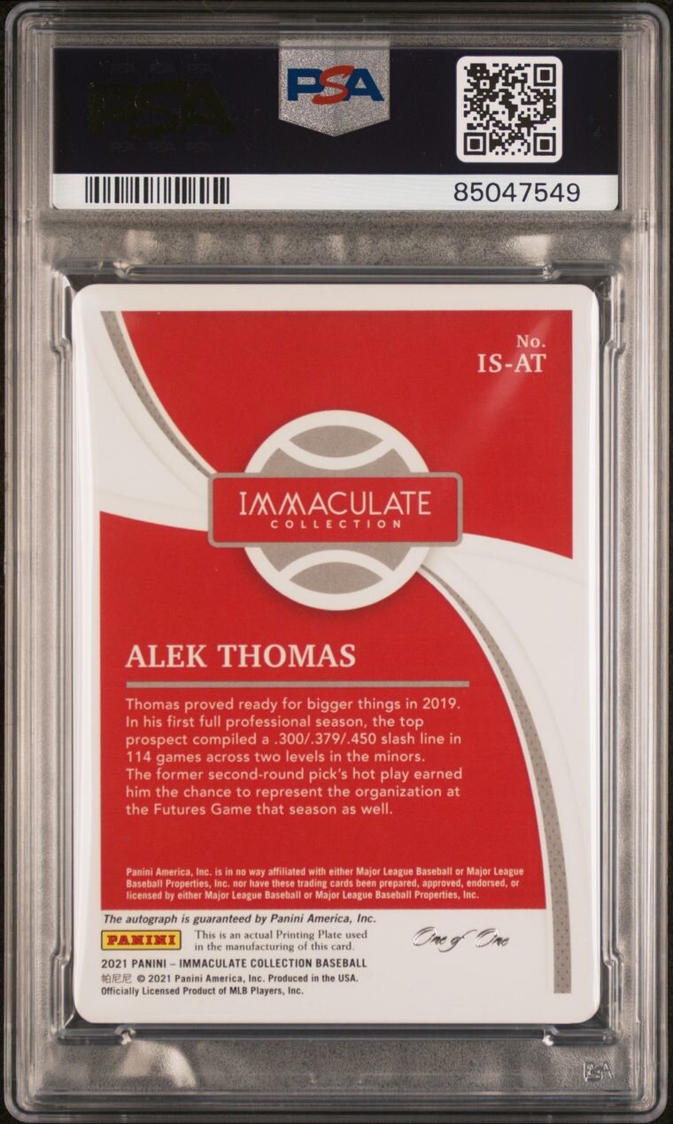 Alek Thomas 2021 Immaculate 1/1 Cyan Printing Plate PSA 9 / 9 #ISAT Diamondbacks