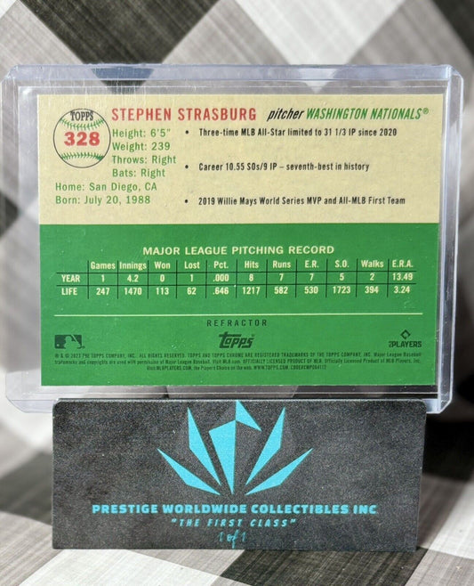 Stephen Strasburg 2023 Topps Chrome Platinum Refractor #328 WSH Nationals