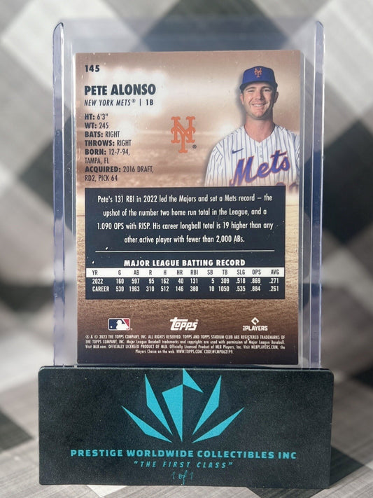 Pete Alonso 2023 Topps Stadium Club Chrome Parallel #145 New York Mets