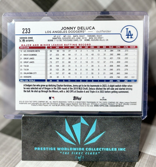 Jonny Deluca 2024 Topps Series 1 Easter Foil Rookie #233 LA Dodgers RC