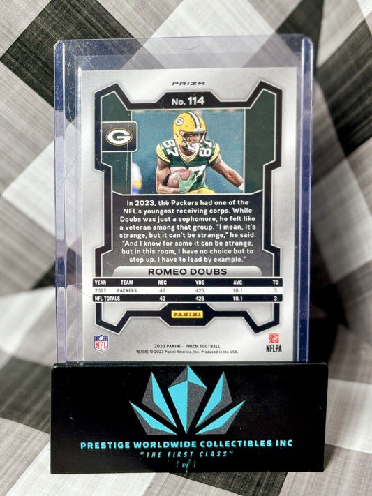 Romeo Doubs 2023 Panini Prizm Green Wave Color Match #114 Green Bay Packers