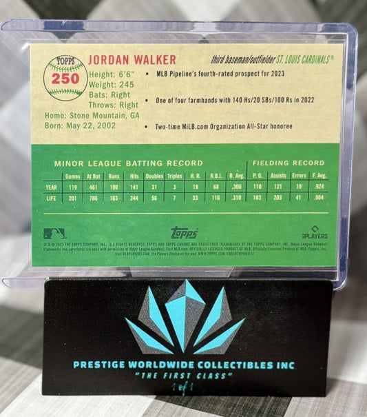 Jordan Walker 2023 Topps Chrome Platinum Prism Refractor Rookie #250 Cardinals