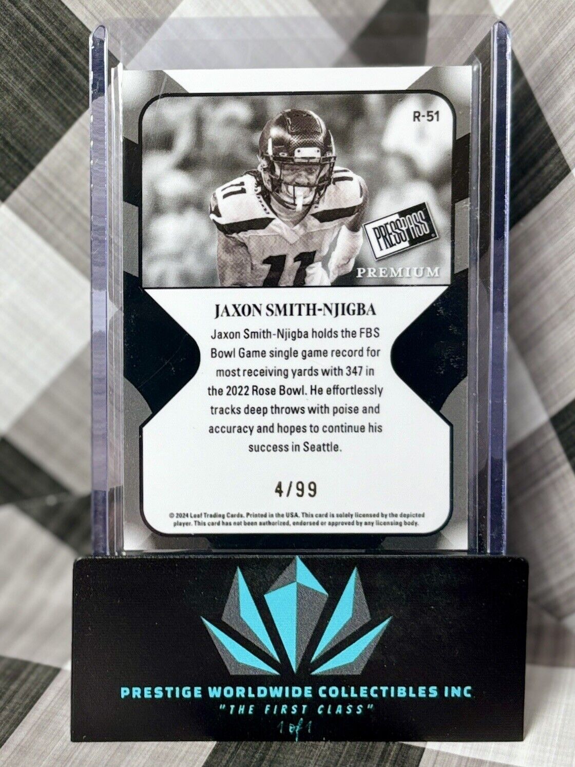 Jaxon Smith-Njigba 2024 Leaf Press Pass Retro Rookie /99 #R-51 Seahawks RC