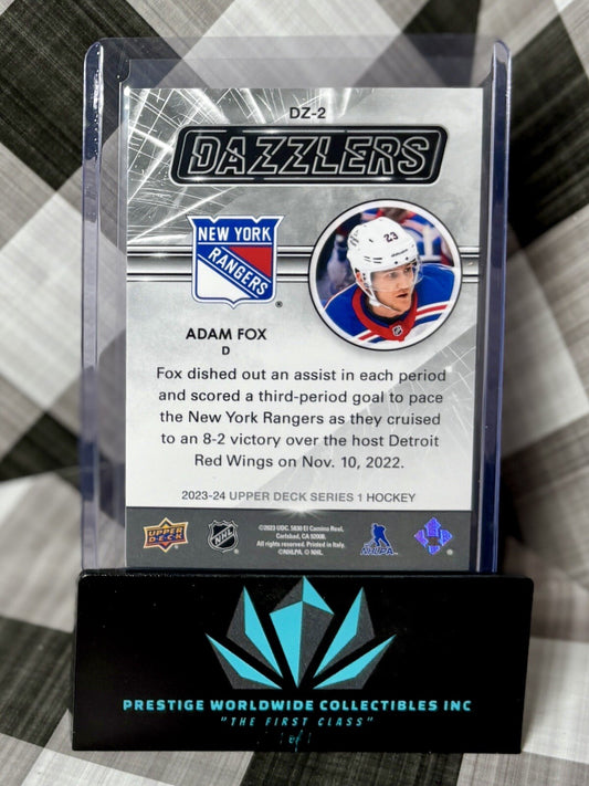 Adam Fox 2023-24 Upper Deck Series 1 Dazzlers Orange #DZ-2 New York Rangers