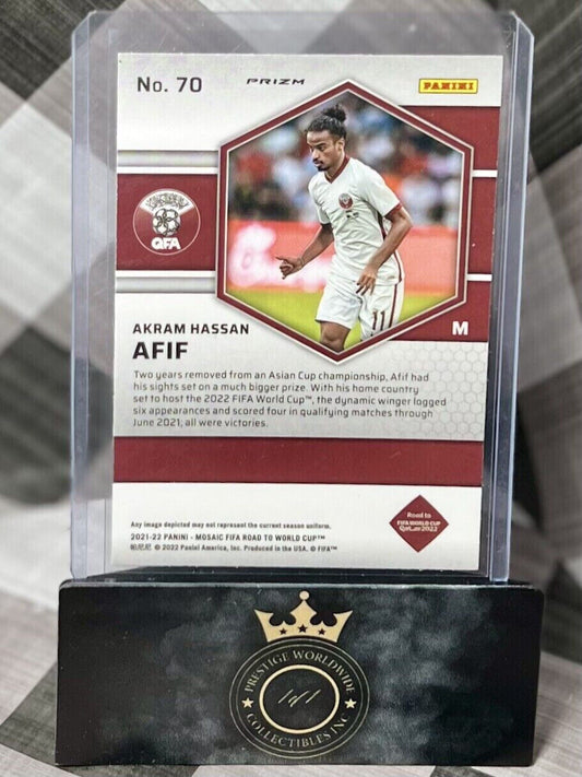 Akram Hassan Afif 2021-22 Mosaic Soccer FIFA QATAR RED MOSAIC Prizm #70 QATAR