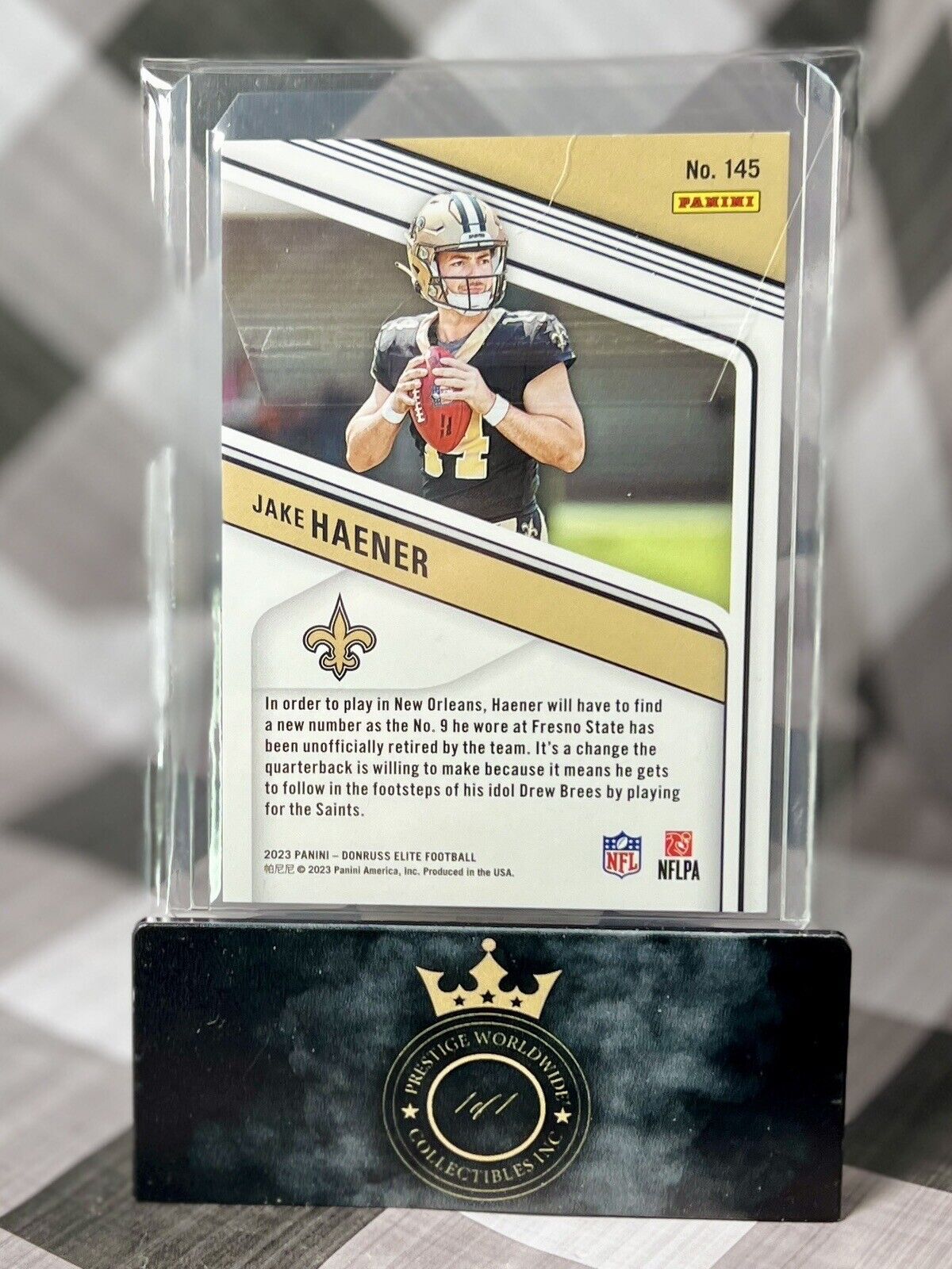 Jake Haener 2023 Panini Donruss Elite Silver Holo Rookie /999 #145 NO Saints RC