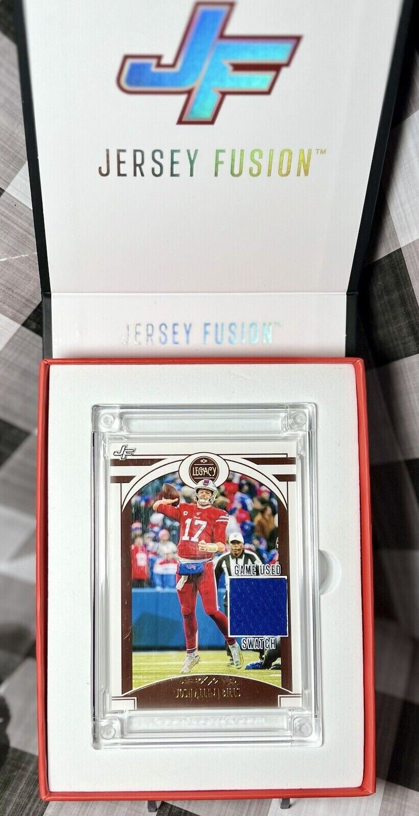 Josh Allen 2022 Jersey Fusion Legacy Game Used Swatch from 2018 - Buffalo Bills