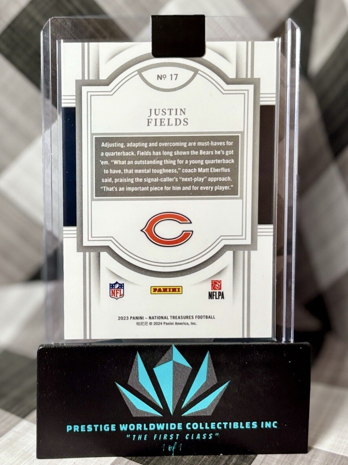 Justin Fields 2023 Panini National Treasures Purple /49 #17 Bears & Steelers