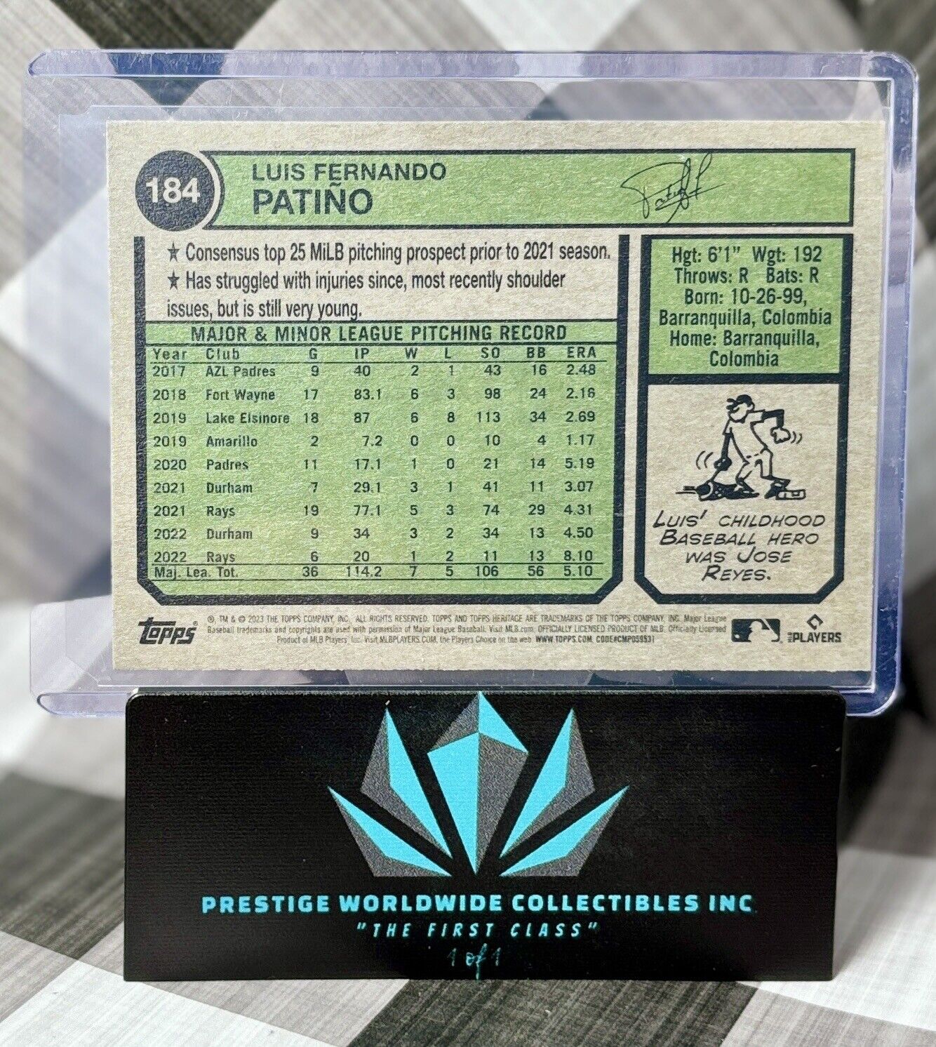 Luis Patino 2023 Topps Heritage Red Border #184 Tampa Bay Rays SP