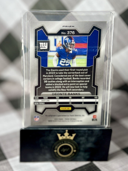 Deonte Banks 2023 Panini Prizm Silver Prizm Rookie Auto #376 New York Giants RC
