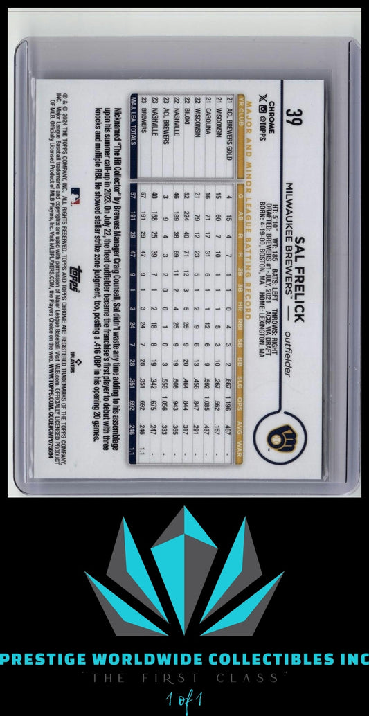 Sal Frelick 2024 Topps Chrome Rookie #39 Milwaukee Brewers Rookie