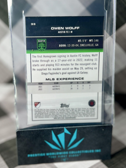 Owen Wolff 2023 Topps Chrome MLS Rookie Neon Green Refractor /99 #33 Austin RC