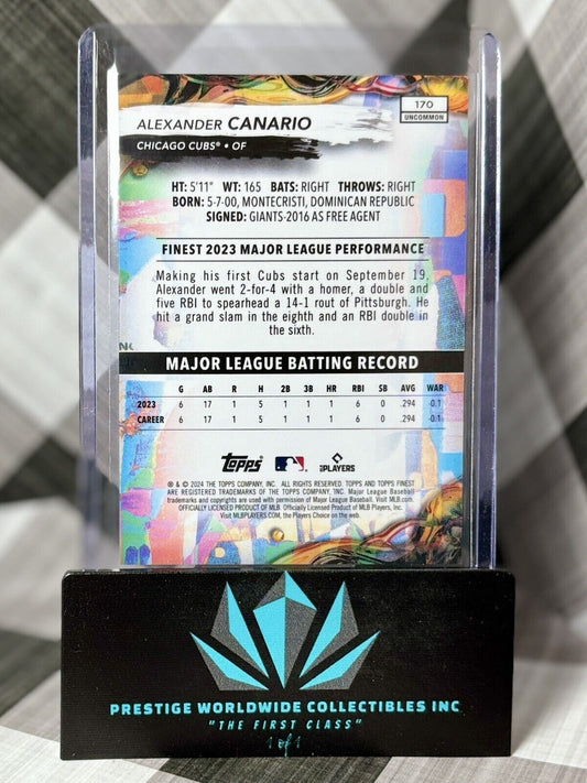 2024 Topps Finest Alexander Canario Blue Refractor Uncommon /250
